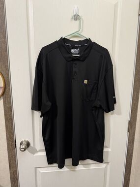 Carhartt Men’s Black Short-Sleeve Work Polo with Chest Pocket